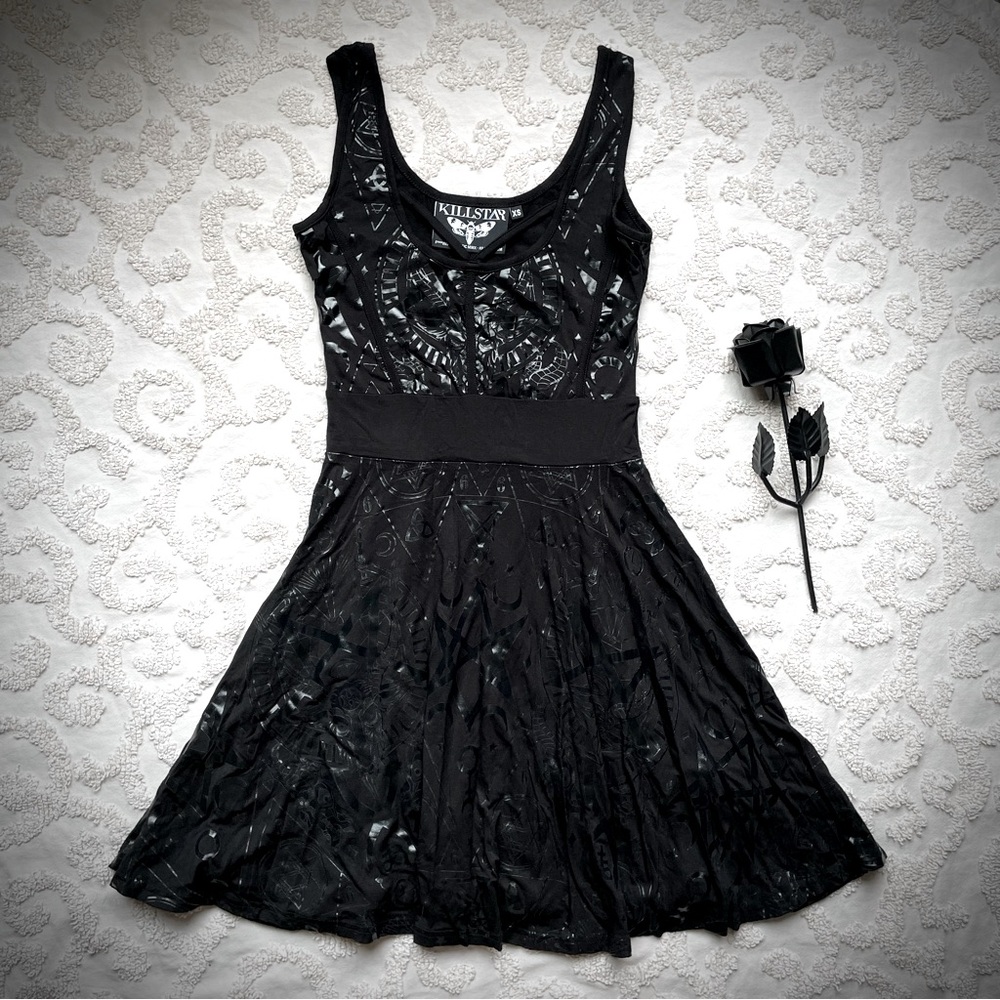 Killstar Occult Symbols Skater Dress xs Black